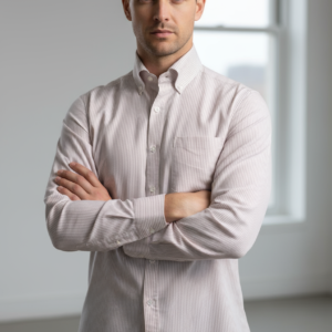 Men maroon white lining linen Shirt